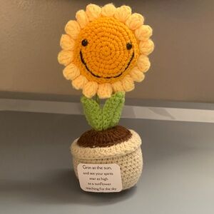 Crocheted Sunflower emotional support/positive message decor